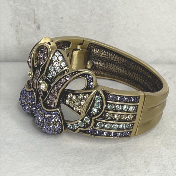 Heidi Daus Pastel Crystal Cuff Bracelet Art Deci Ribbon/Bow Motif - Picture 4 of 8